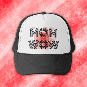 MOM WOW black on red Trucker Hat