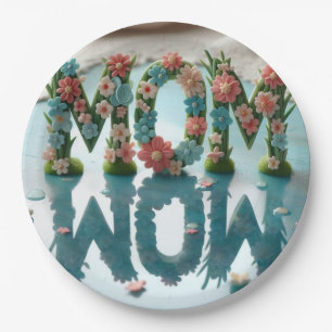 Mom Wow Ornate Floral Paper Plate