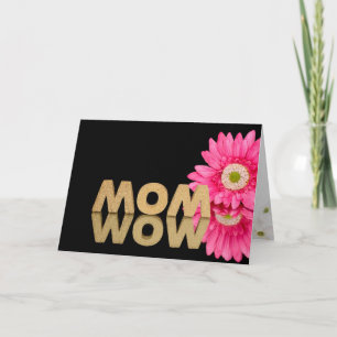 MOM-WOW with daisy reflection on black mirror Card