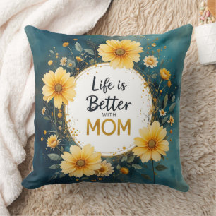 MOM Yellow Wildflowers Butterflies Cushion