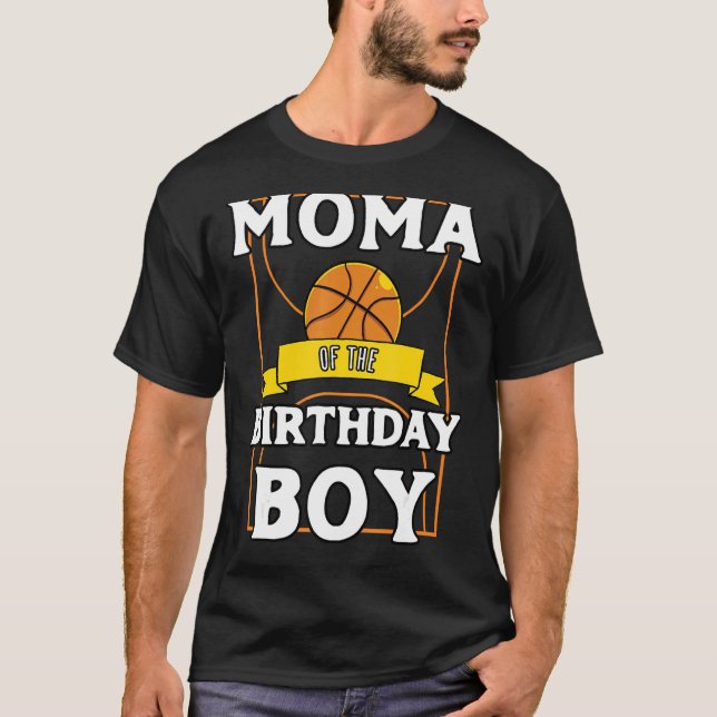 Moma Of The Birthday Baller Basketball Bday Party T-Shirt (Front)