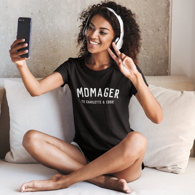 Momager | Modern Mum Manager Kids Names T-Shirt (Creator Uploaded)