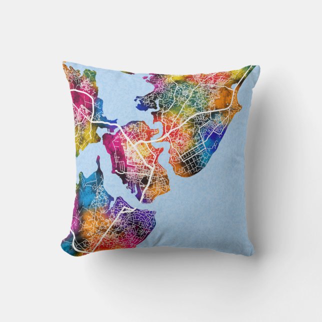 Mombasa Kenya City Map Cushion (Front)