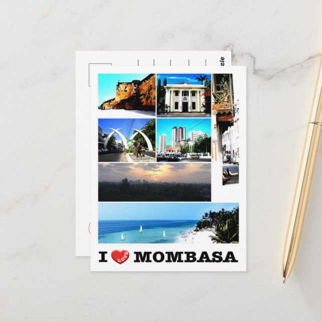 Mombasa - Kenya - I Love - Postcard (Front/Back In Situ)