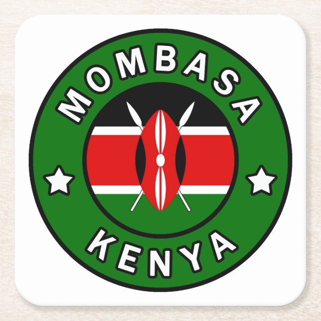 Mombasa Kenya Square Paper Coaster (Front)