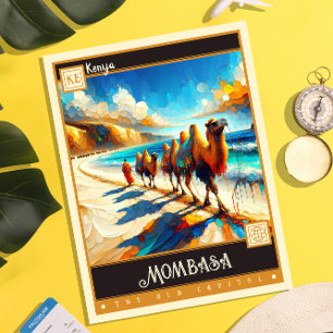 Mombasa, Kenya Vintage Painting Postcard