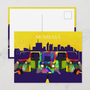 Mombasa Tuk Tuk Pop Art Postcard