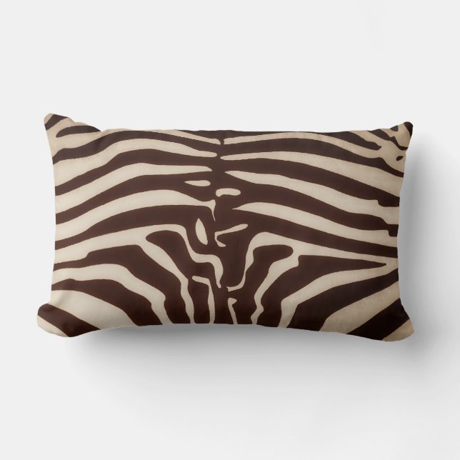 Mombasa Zebra Print Lumbar Throw Pillow, Brown Lumbar Cushion (Front)