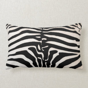 Mombasa Zebra Print Throw Lumbar Pillow, Black Cushion