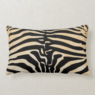 Mombasa Zebra Print Throw Lumbar Pillow, Black/Tan Lumbar Cushion