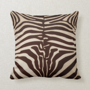 Mombasa Zebra Print Throw Pillow, Safari Brown Cushion