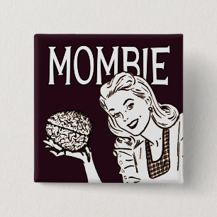 Mombie Retro Zombie 15 Cm Square Badge