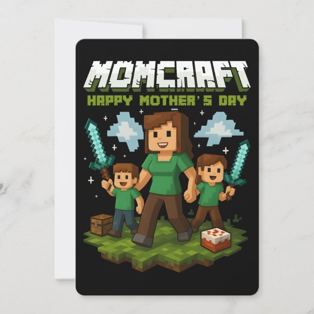 Momcraft Happy Mother Day Funny Gamer Mum Holiday Card (Front)