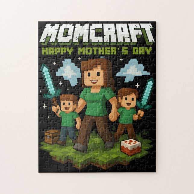 Momcraft Happy Mother Day Funny Gamer Mum Jigsaw Puzzle (Vertical)
