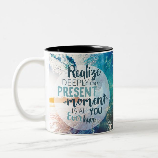 Moments Encouragement Success Life Tips Quote Art Two-Tone Coffee Mug (Left)