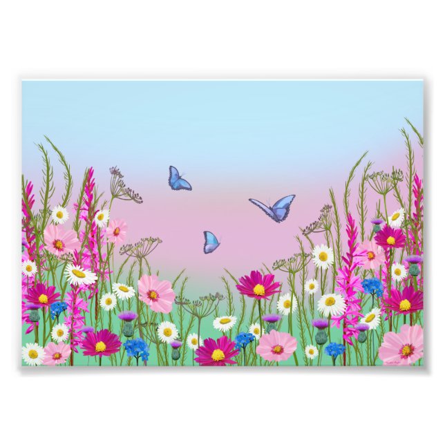Moments in Bloom flower meadow garden wall poster (Front)