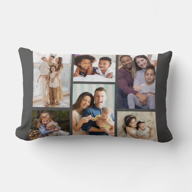 Moments in Focus: Customisable 6 Photo Collage Lumbar Cushion (Front)