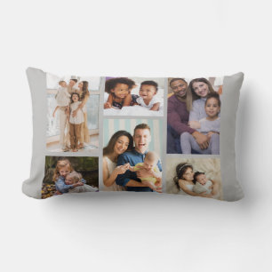 Moments in Focus: Customizable 6 Photo Collage Lumbar Cushion
