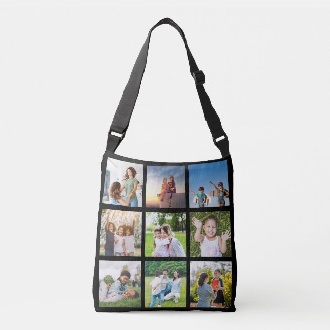Moments Treasured: Customisable 9 Photo Collage Crossbody Bag (Front)