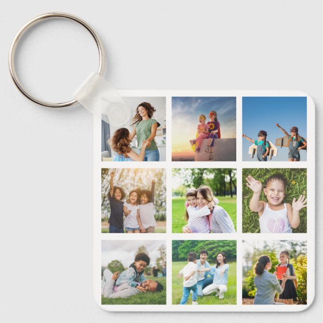 Moments Treasured: Customisable 9 Photo Collage Key Ring (Front)