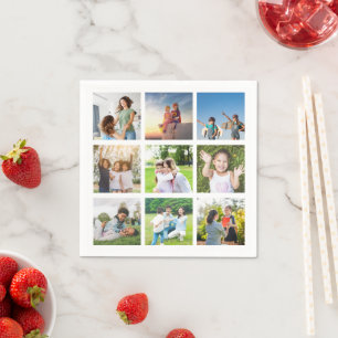 Moments Treasured: Customisable 9 Photo Collage Napkin