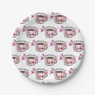 Momfulness Floral Tea Cup Seamless Pattern Paper Plate