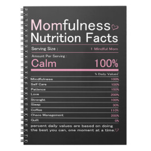 Momfulness Nutrition Facts Typography Art Notebook
