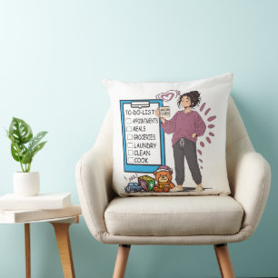 Momfulness To-Do List Cute Mum Illustration Cushion