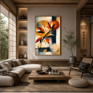 Momiji Branch Japanese Organic Modern Abstract Poster