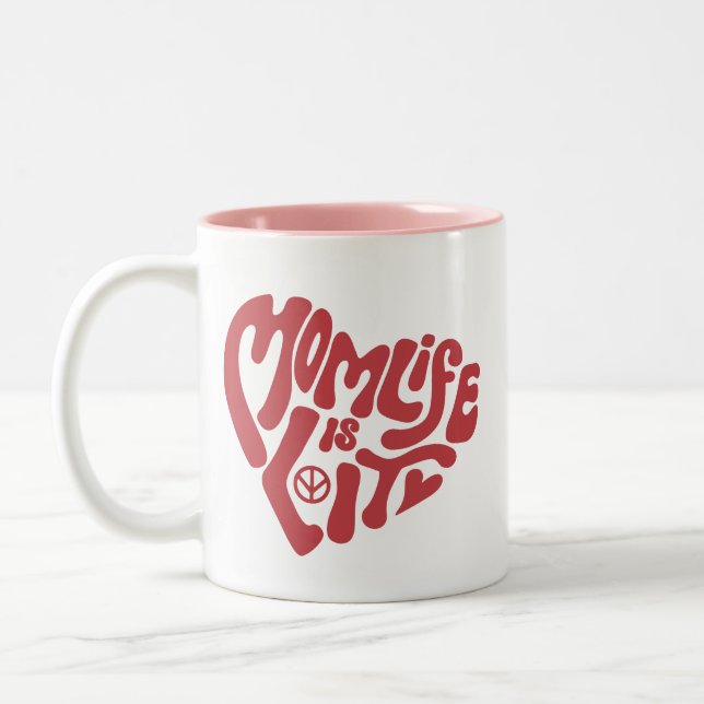 Momlife Is Lit Funny Motherhood Mum Mothers Day Two-Tone Coffee Mug (Left)