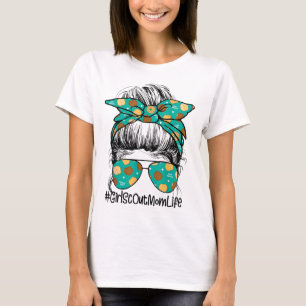 Momlife Messy Bun Scout For Girls Cookie Mum T-Shirt