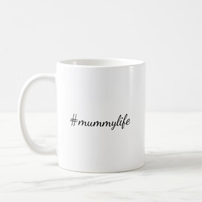 #MomLife Motherhood Script Mothers Day Design Coffee Mug (Left)