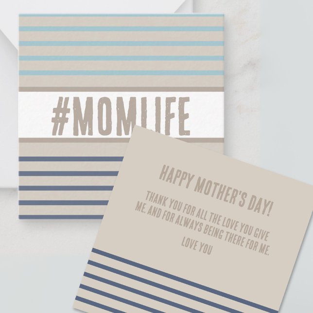 Momlife turquoise blue and beige card (mother's day card momlife)