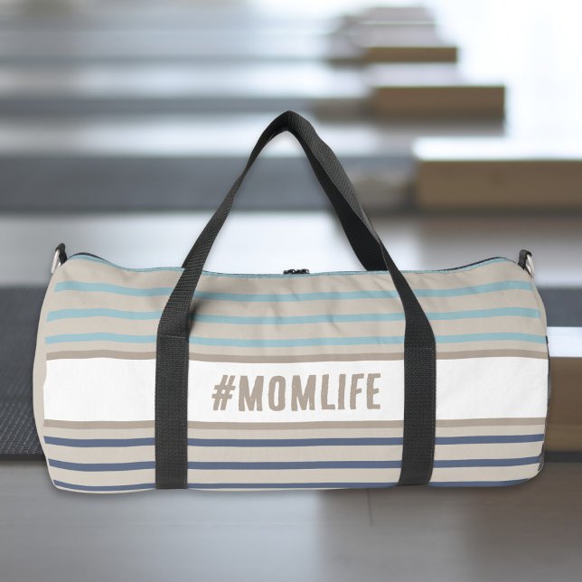 Momlife turquoise blue and beige duffle bag (duffle bag for mom)