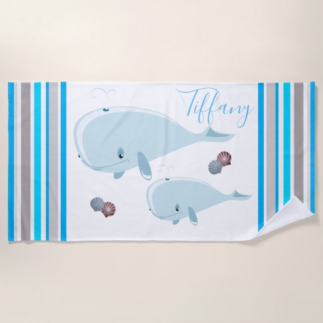 Momma and Baby Whale Beach Towel (Front)