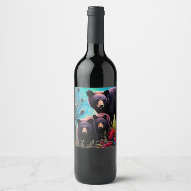 Momma Bear and cubs Wine Label (Front)