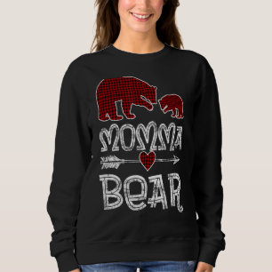 Momma Bear Buffalo Red Plaid Arrow Christmas Pajam Sweatshirt