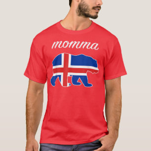 Momma Bear Iceland Flag Icelandic Roots T-Shirt
