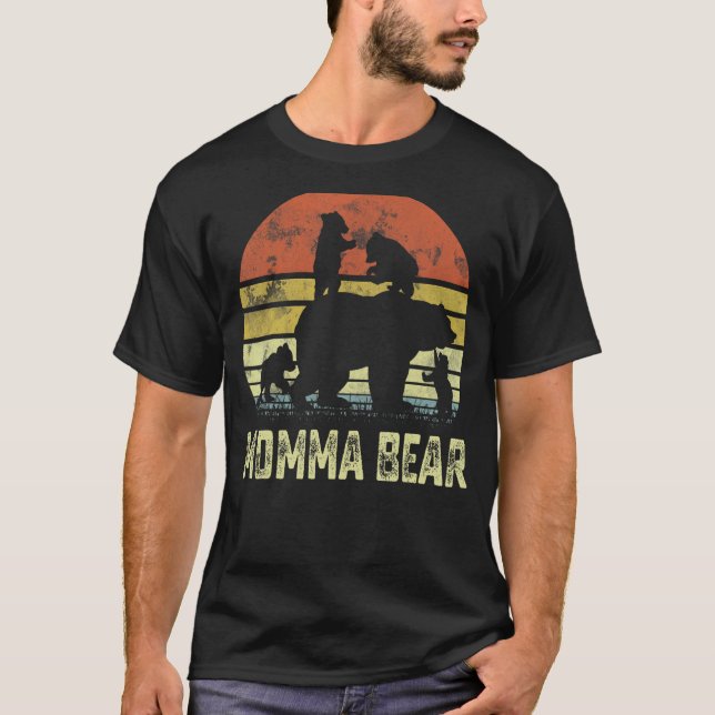 Momma Bear Matching Family Cub 4 kids Mother's Day T-Shirt (Front)