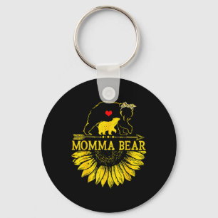 Momma Bear Mothers Day Sunflower Family Key Ring