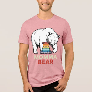 Momma Bear Rainbow Vintage Engraving Shirt Design_