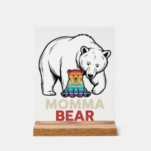 Momma Bear Rainbow Vintage Engraving Shirt Design_ Acrylic Sign