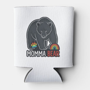 Momma Bear Rainbow Vintage Engraving Shirt Design Can Cooler