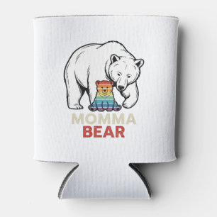 Momma Bear Rainbow Vintage Engraving Shirt Design_ Can Cooler