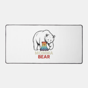 Momma Bear Rainbow Vintage Engraving Shirt Design_ Desk Mat