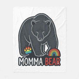 Momma Bear Rainbow Vintage Engraving Shirt Design Fleece Blanket