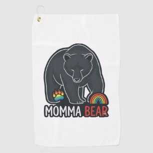 Momma Bear Rainbow Vintage Engraving Shirt Design Golf Towel
