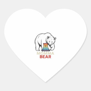 Momma Bear Rainbow Vintage Engraving Shirt Design_ Heart Sticker