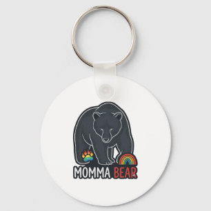 Momma Bear Rainbow Vintage Engraving Shirt Design Key Ring