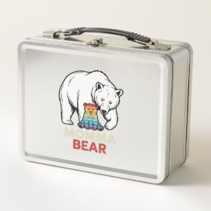 Momma Bear Rainbow Vintage Engraving Shirt Design_ Metal Lunch Box